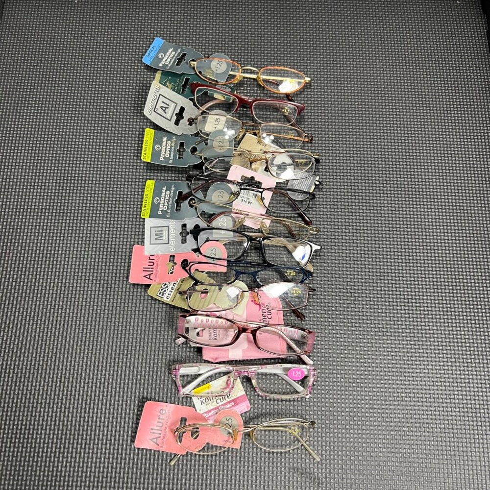 Lot Of 12 Stylish Reading Glasses +1.25 Strength Mixed Styles & Brands New - Picture 2 of 5